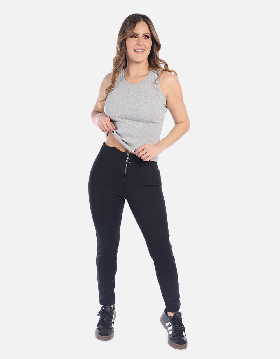 Pantalón negro para Mujer con pretina alta