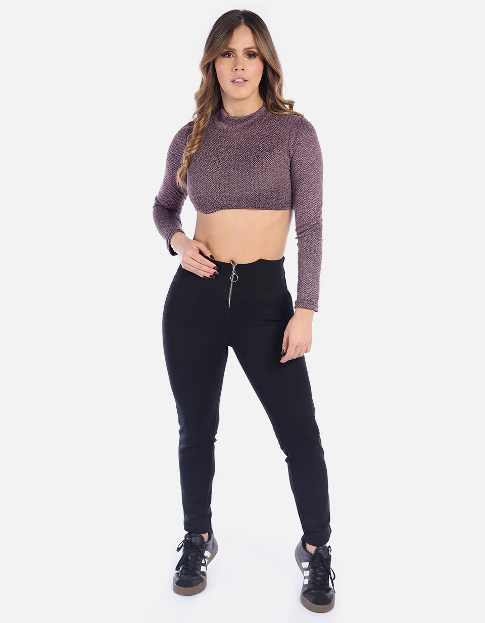 Blusa manga larga en crop