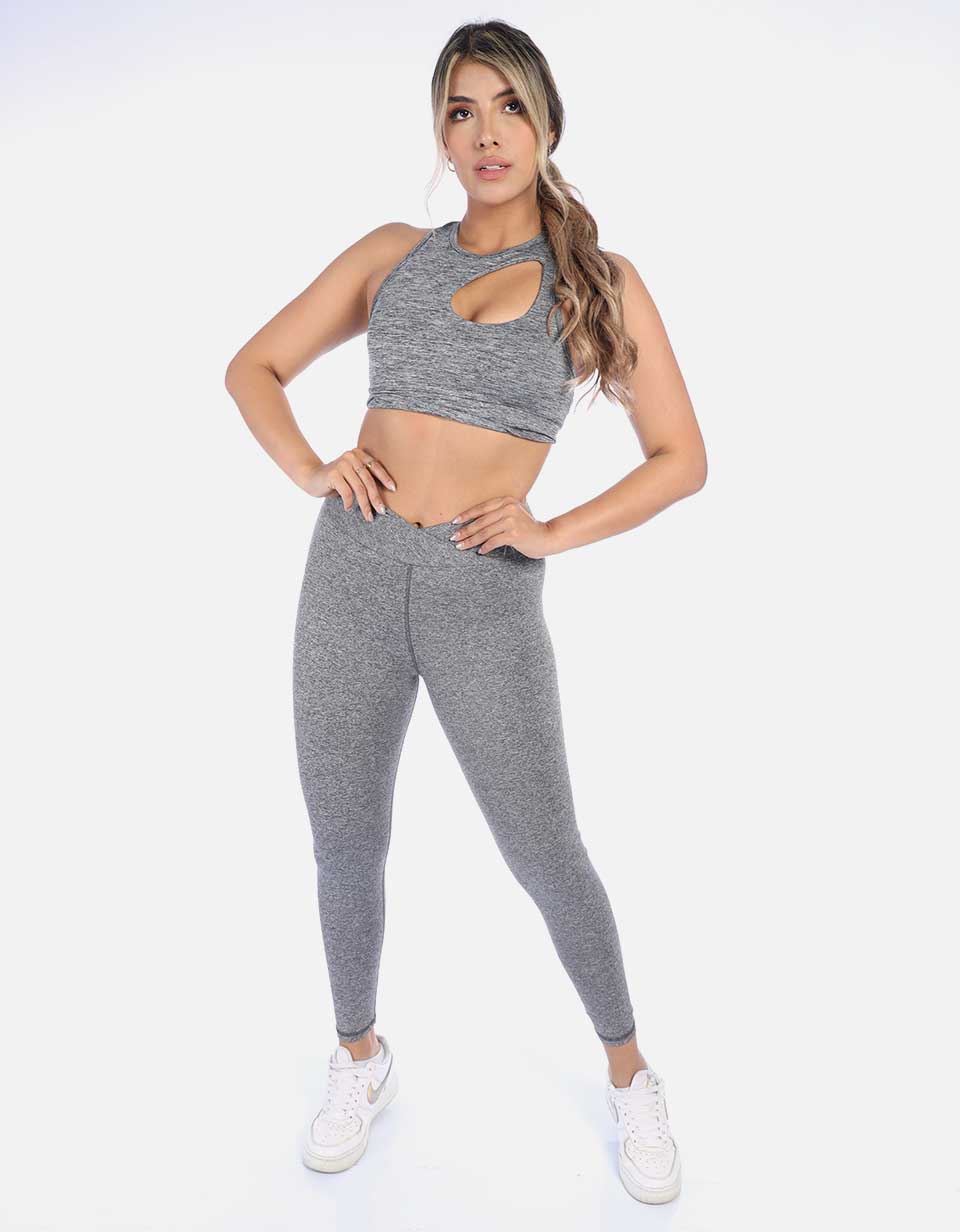 Leggins Jaspe pretina cruzada V control abdomen