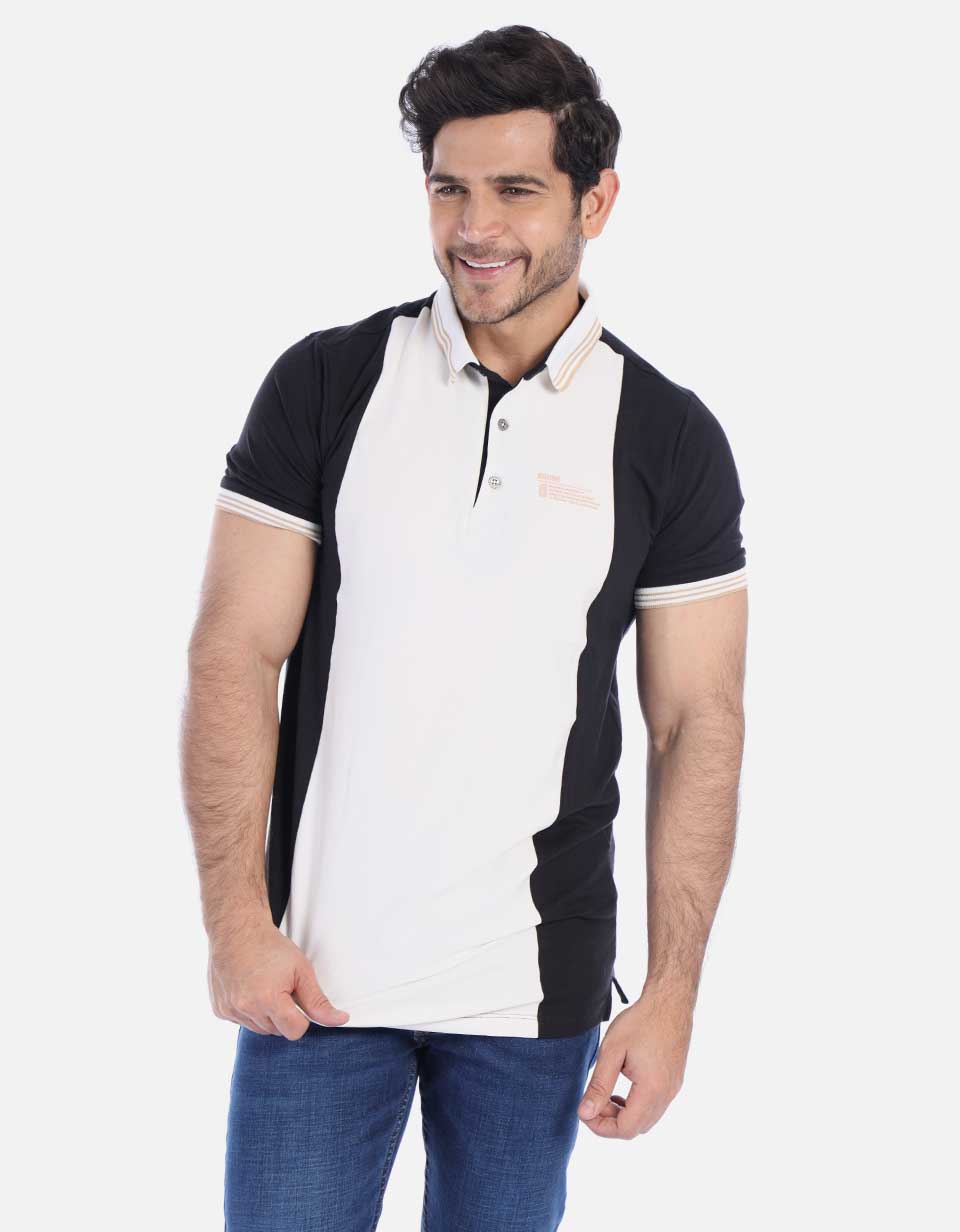 camiseta polo para hombre en bloque