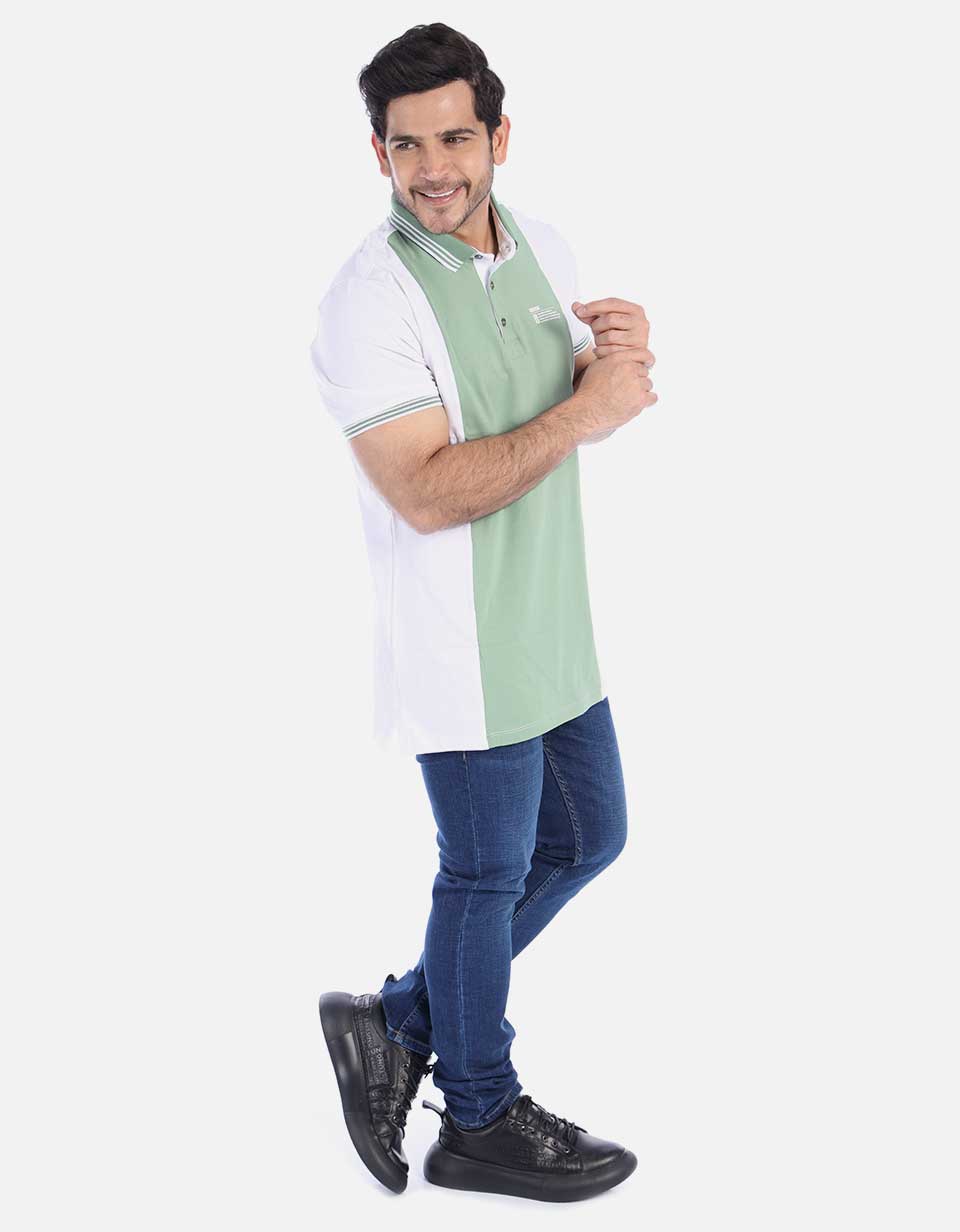 camiseta polo para hombre en bloque