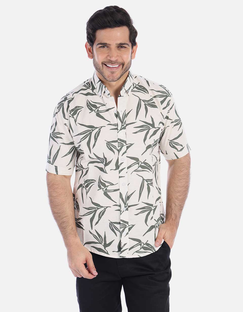 Camisa Hombre con estampado de hojas