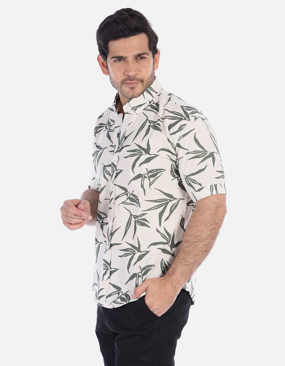 Camisa Hombre con estampado de hojas