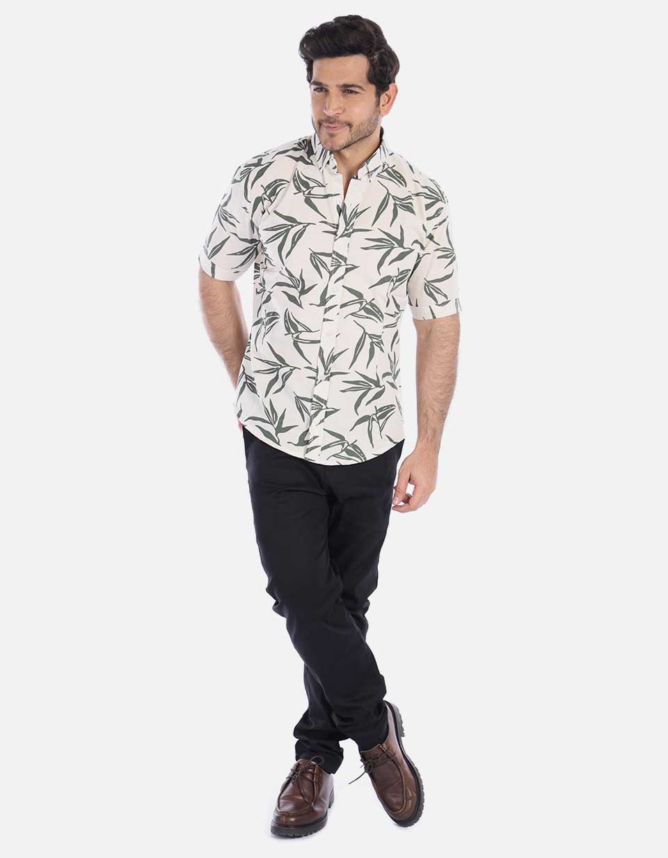 Camisa Hombre con estampado de hojas