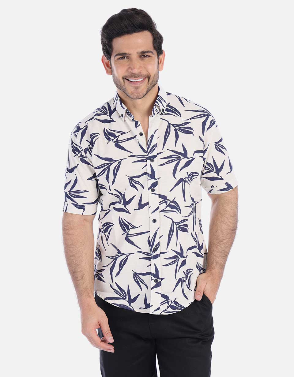 Camisa Hombre con estampado de hojas