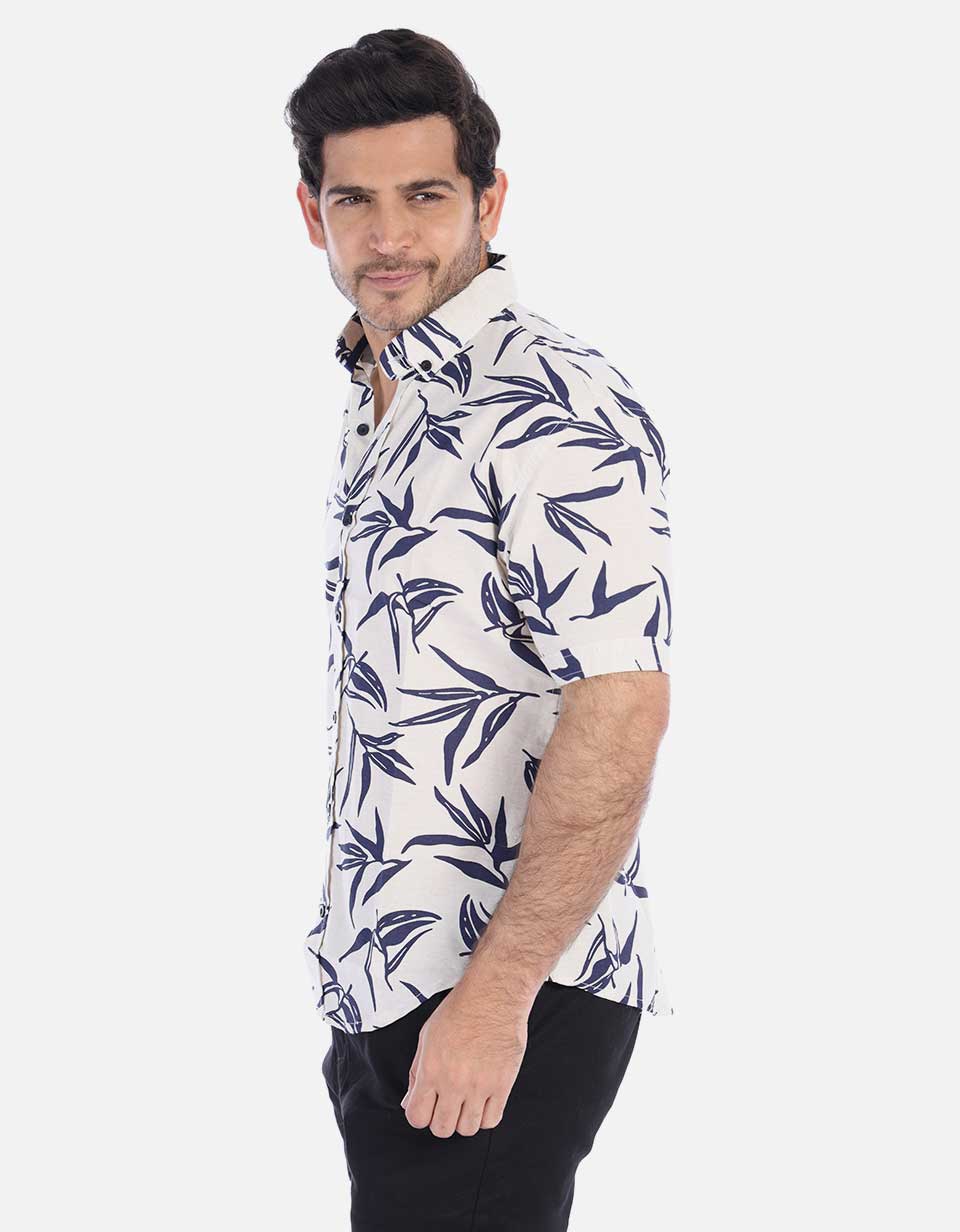 Camisa Hombre con estampado de hojas