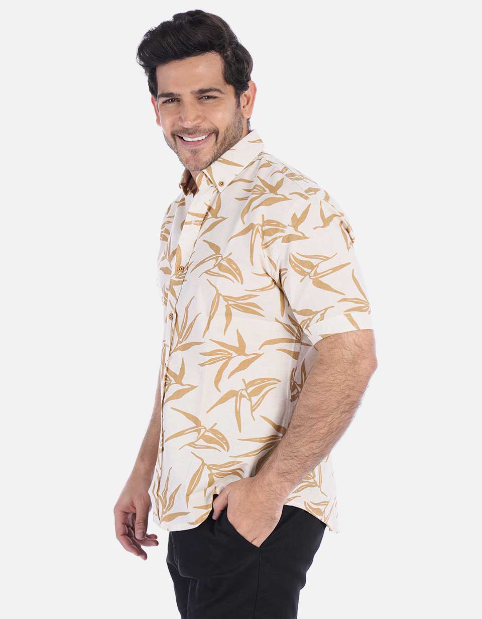 Camisa Hombre con estampado de hojas