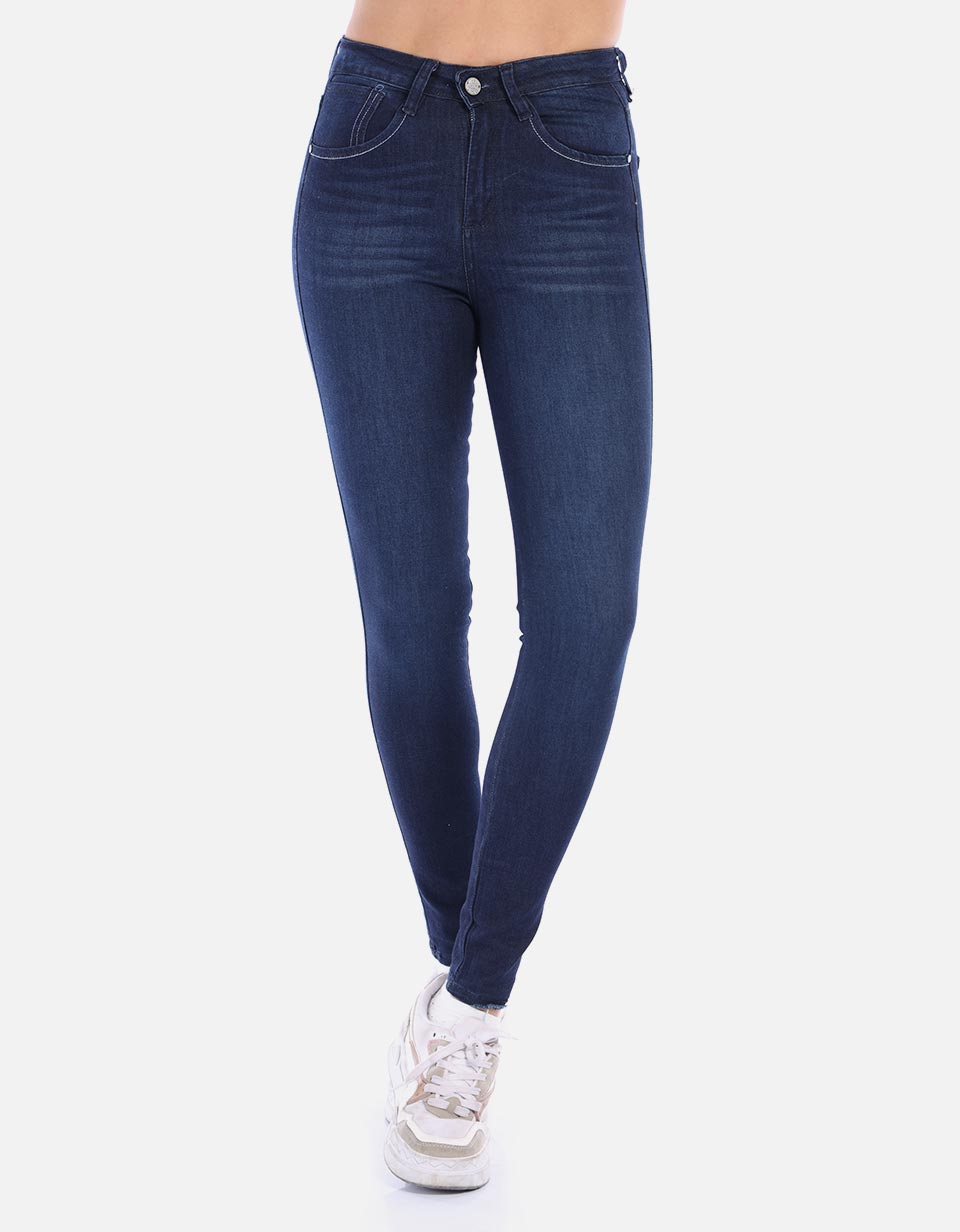 Skinny Jean tiro alto Clásico azul oscuro