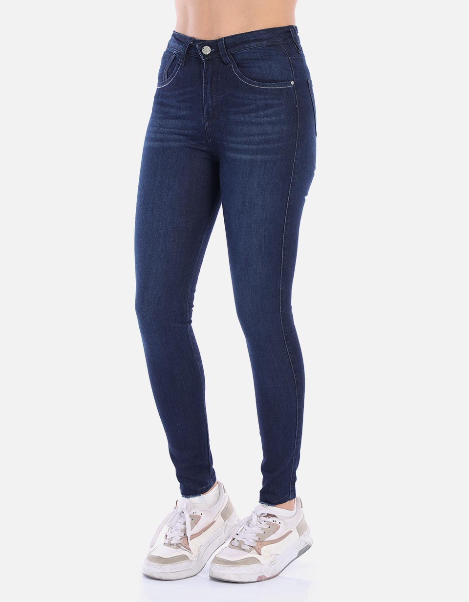 Skinny Jean tiro alto Clásico azul oscuro