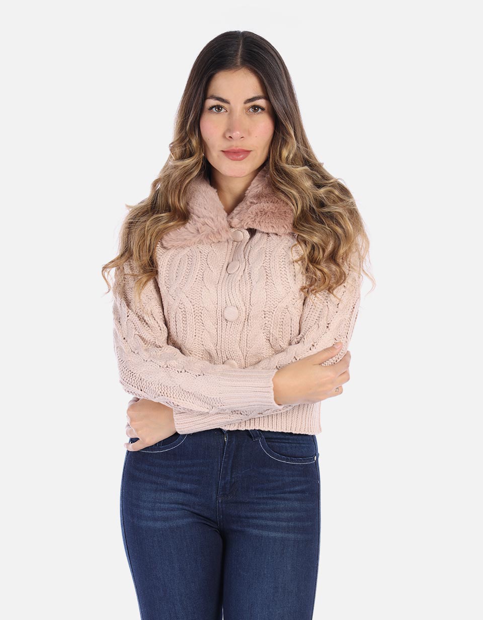 Cardigan cuello Peluche