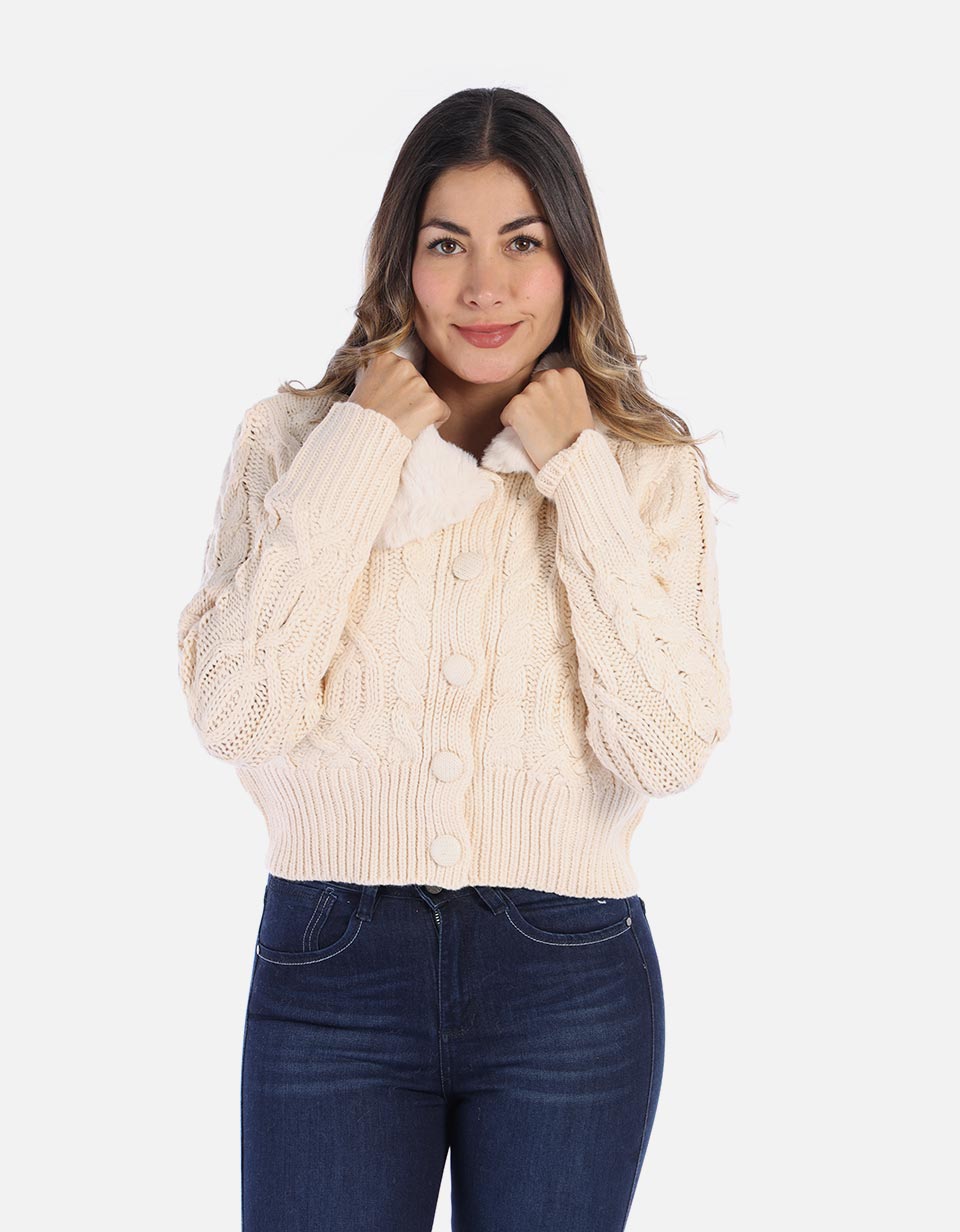 Cardigan cuello Peluche