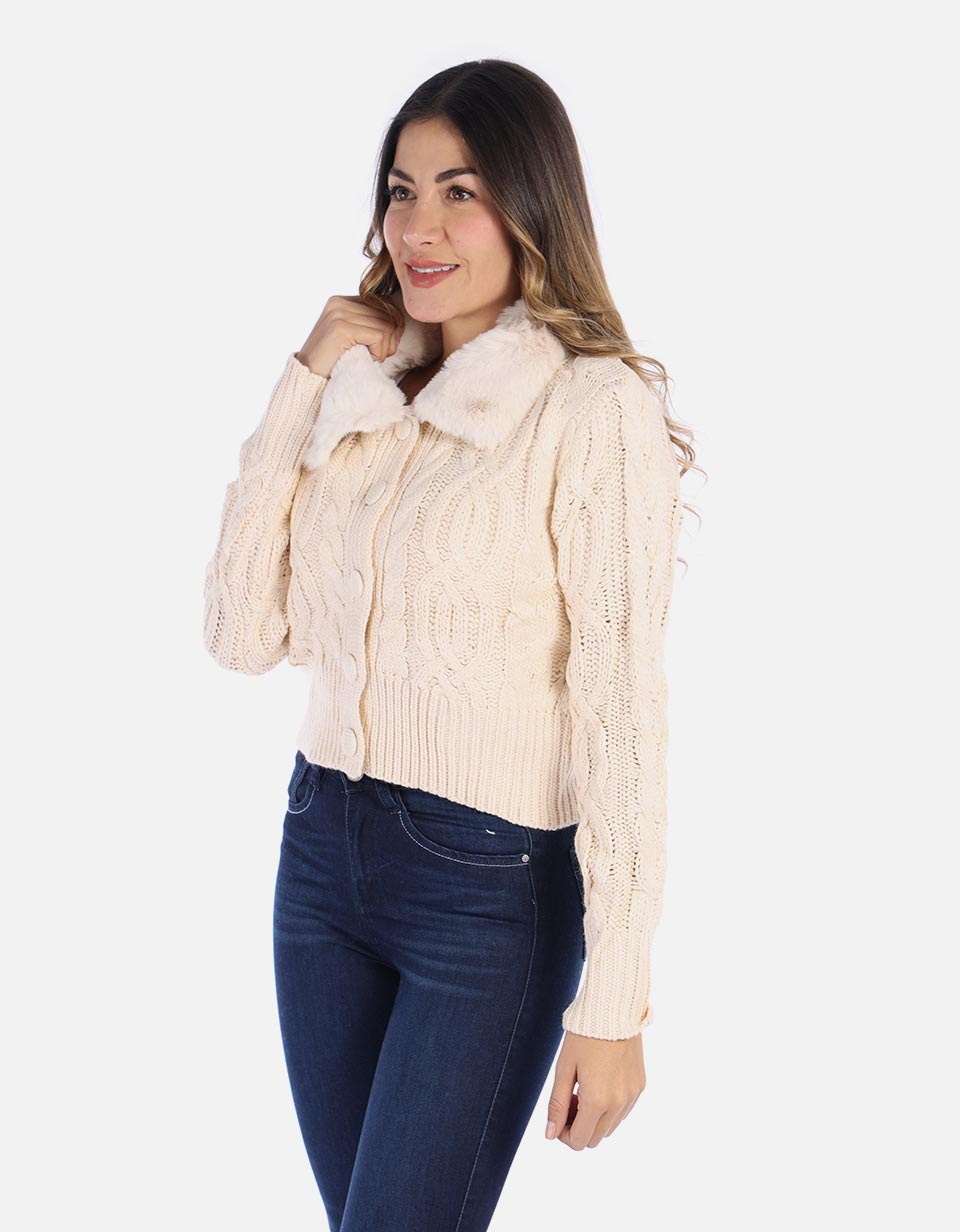 Cardigan cuello Peluche