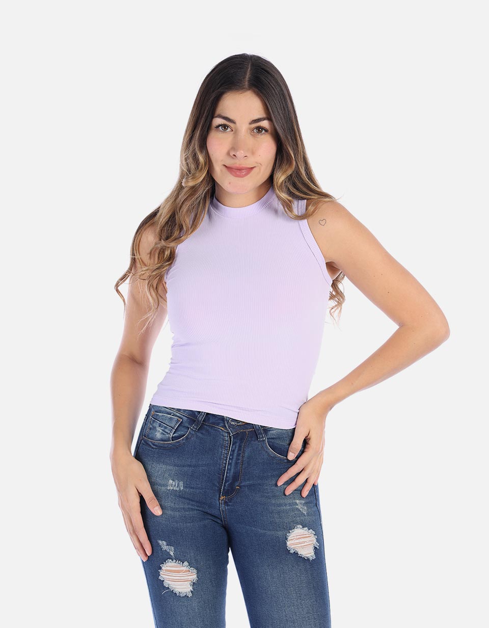 Blusa Manga sisa en rib para Mujer