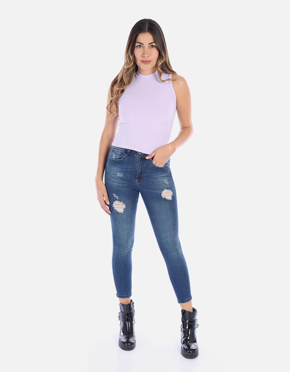 Blusa Manga sisa en rib para Mujer