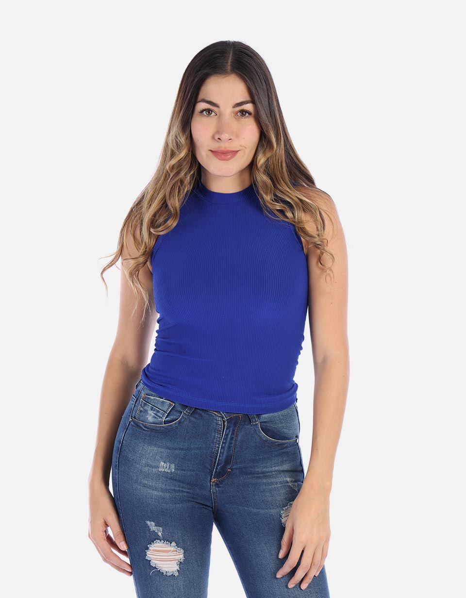 Blusa Manga sisa en rib para Mujer