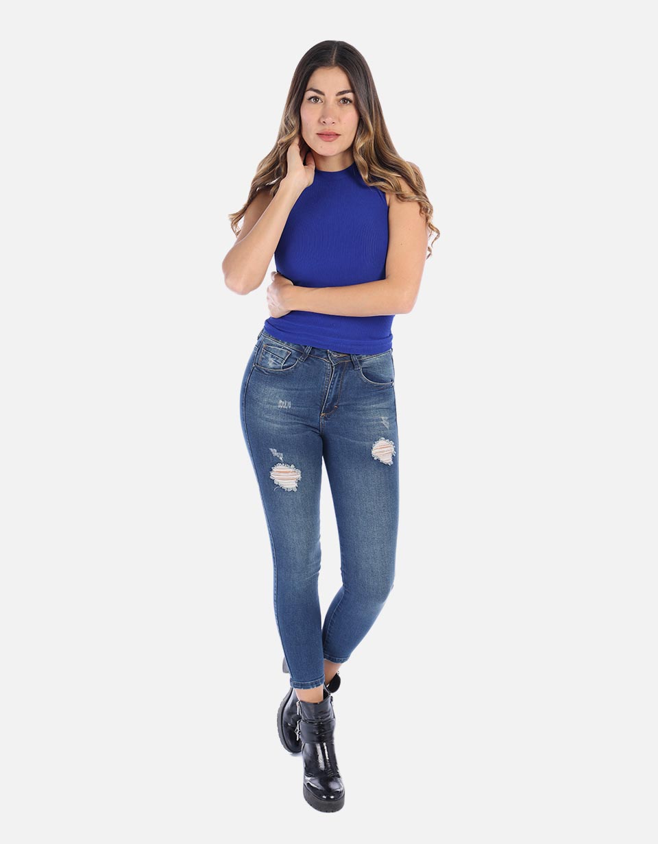 Blusa Manga sisa en rib para Mujer