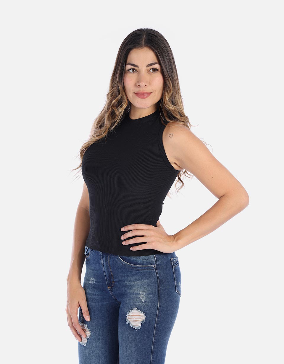 Blusa Manga sisa en rib para Mujer