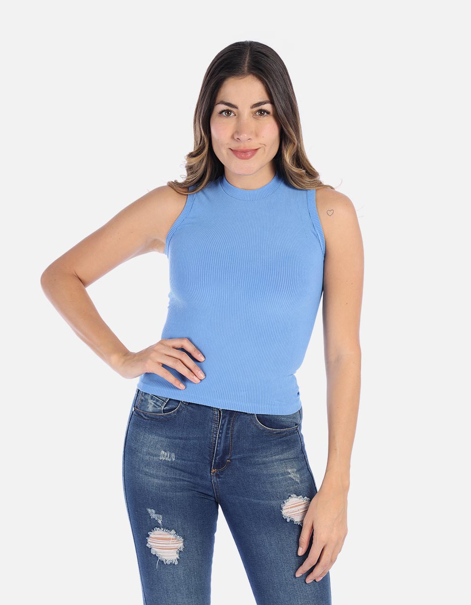 Blusa Manga sisa en rib para Mujer