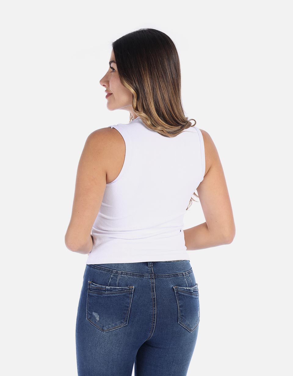 Blusa Manga sisa en rib para Mujer