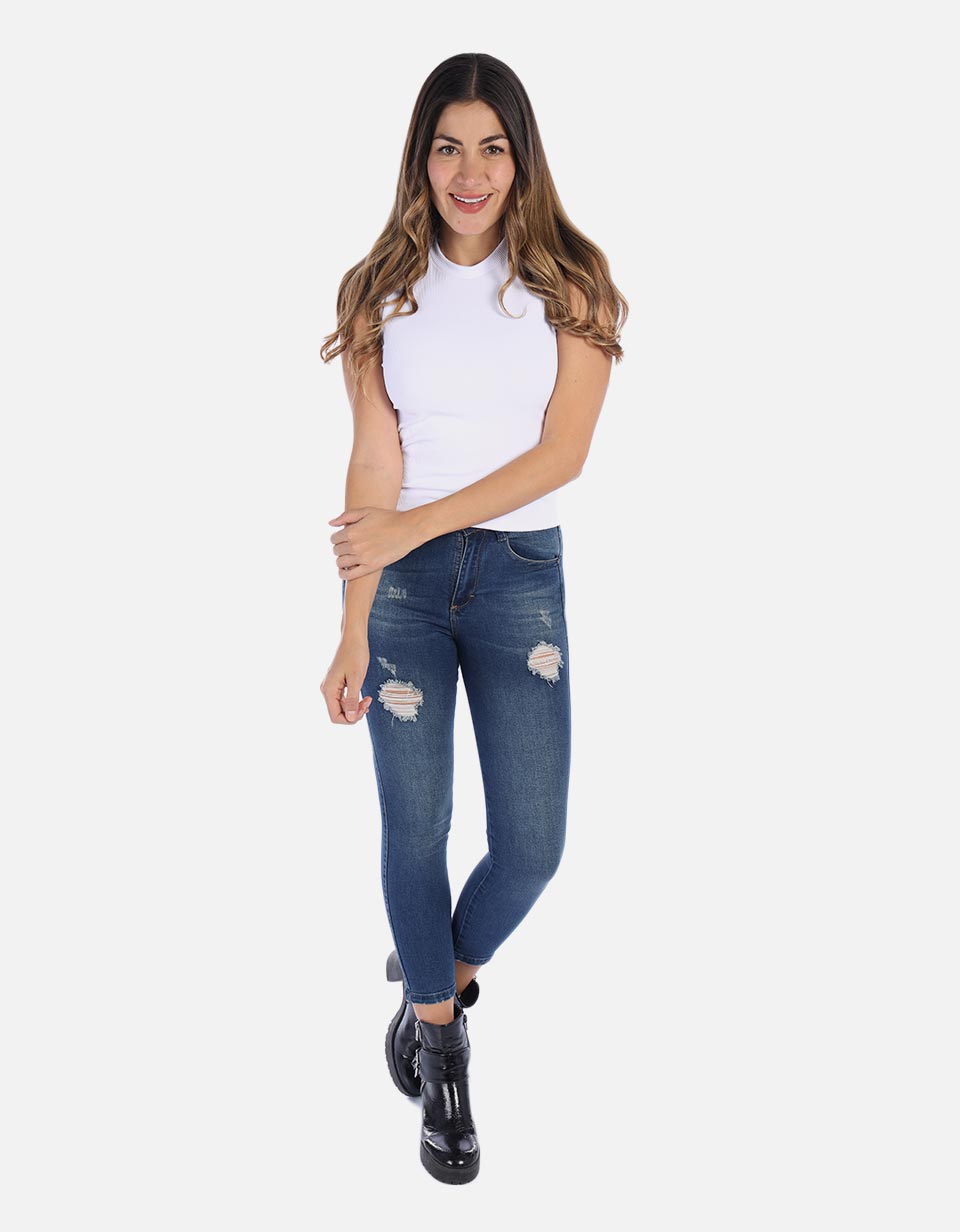 Blusa Manga sisa en rib para Mujer