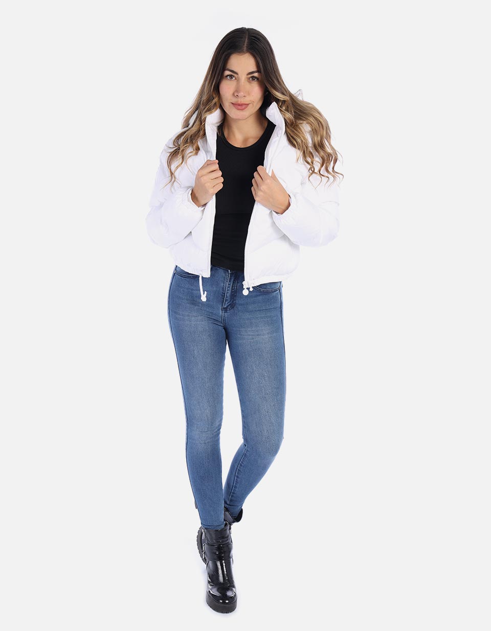 Chaqueta abullonada con capucha para mujer