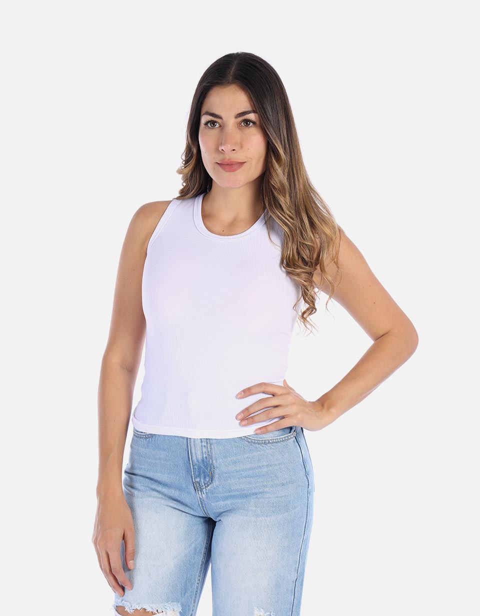 Blusa Manga sisa en rib para Mujer