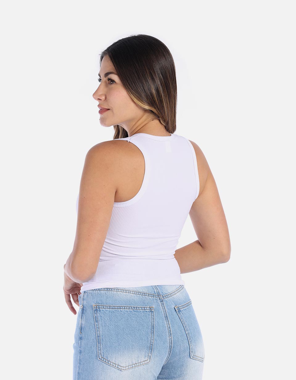 Blusa Manga sisa en rib para Mujer