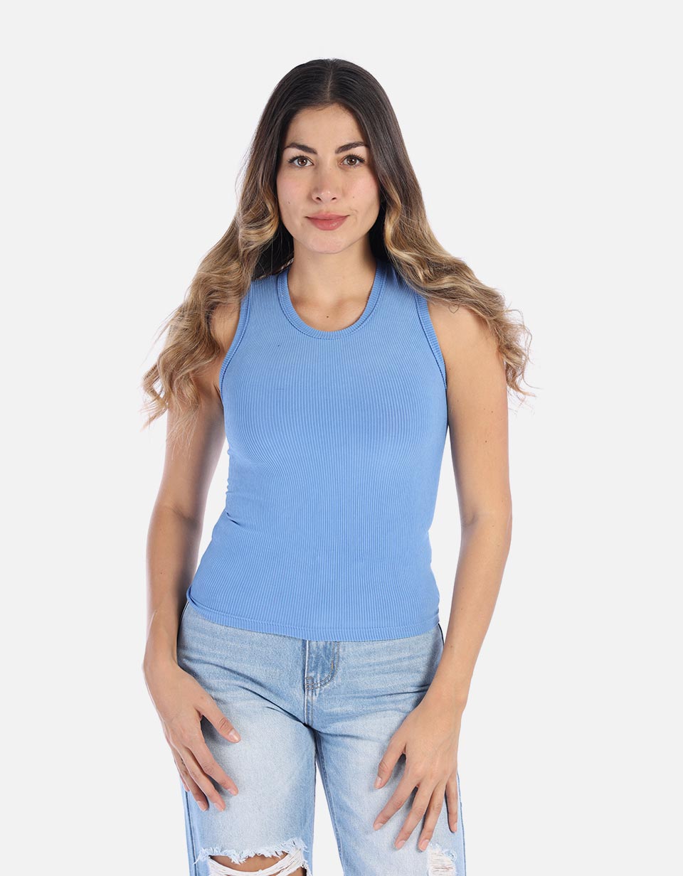 Blusa Manga sisa en rib para Mujer