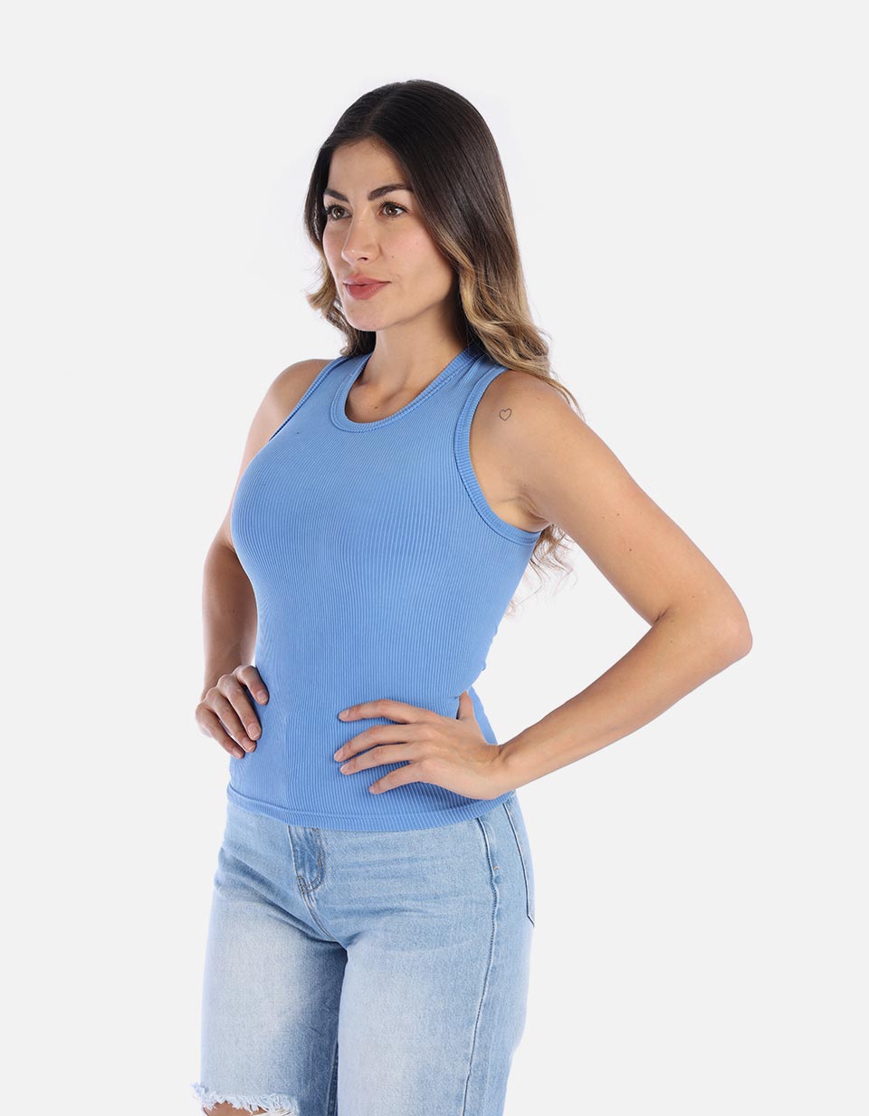 Blusa Manga sisa en rib para Mujer