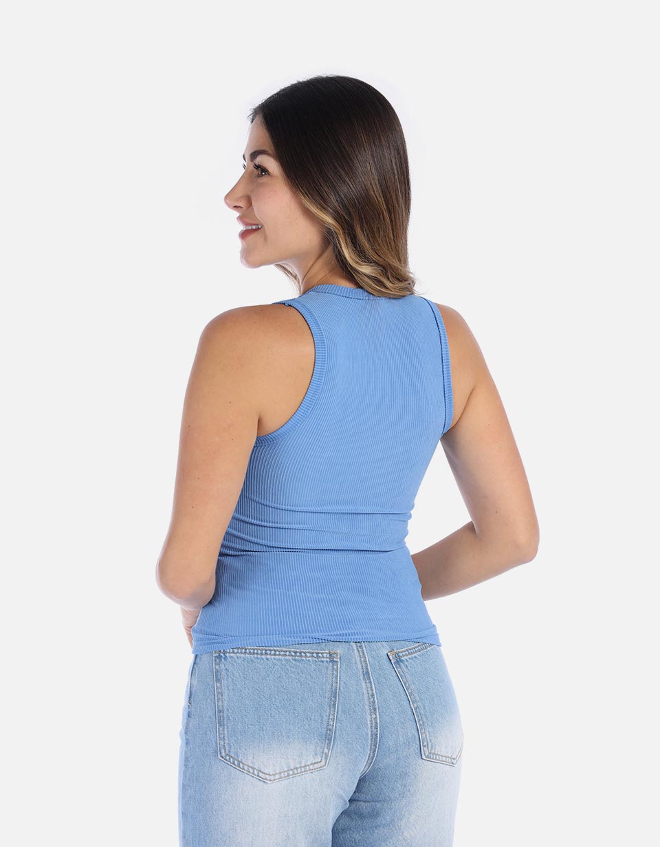 Blusa Manga sisa en rib para Mujer