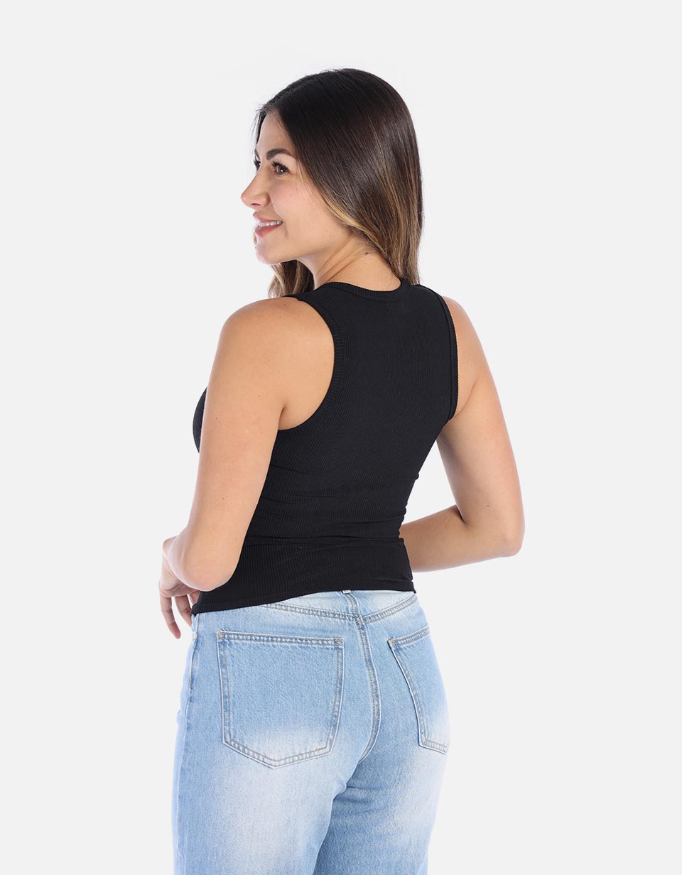 Blusa Manga sisa en rib para Mujer