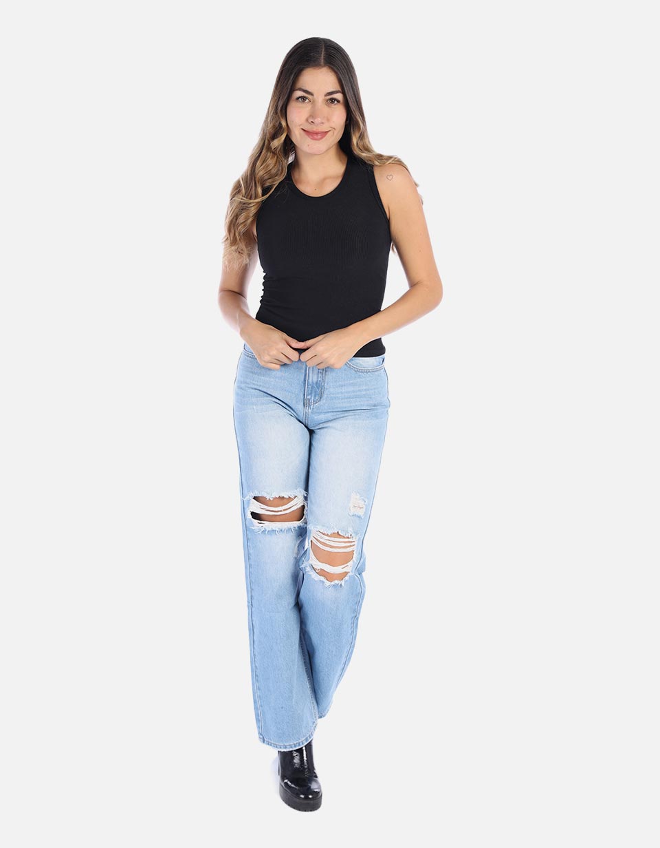 Blusa Manga sisa en rib para Mujer