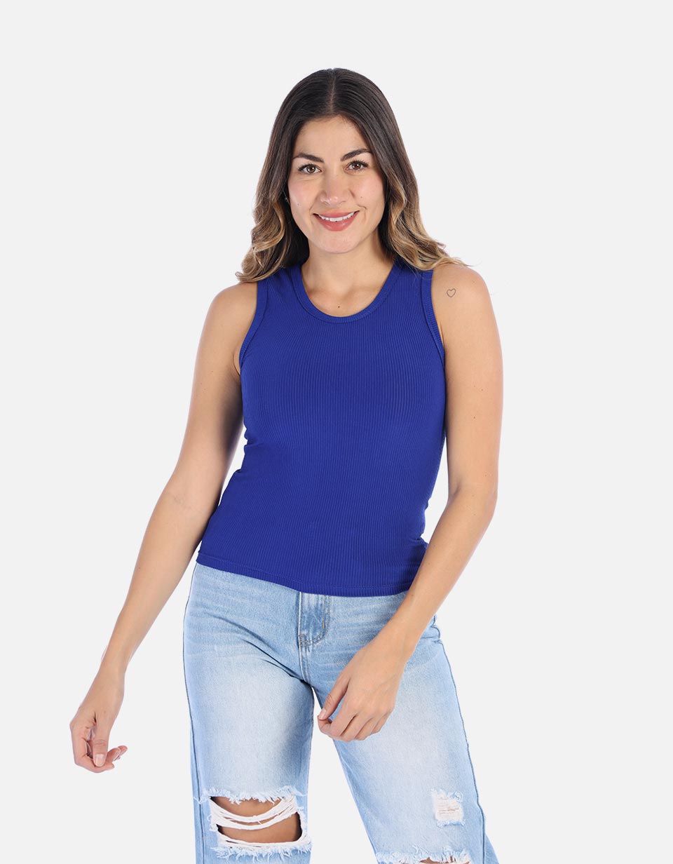 Blusa Manga sisa en rib para Mujer