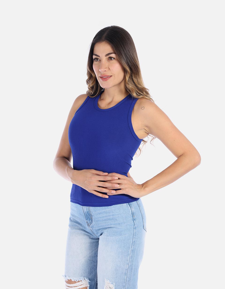 Blusa Manga sisa en rib para Mujer