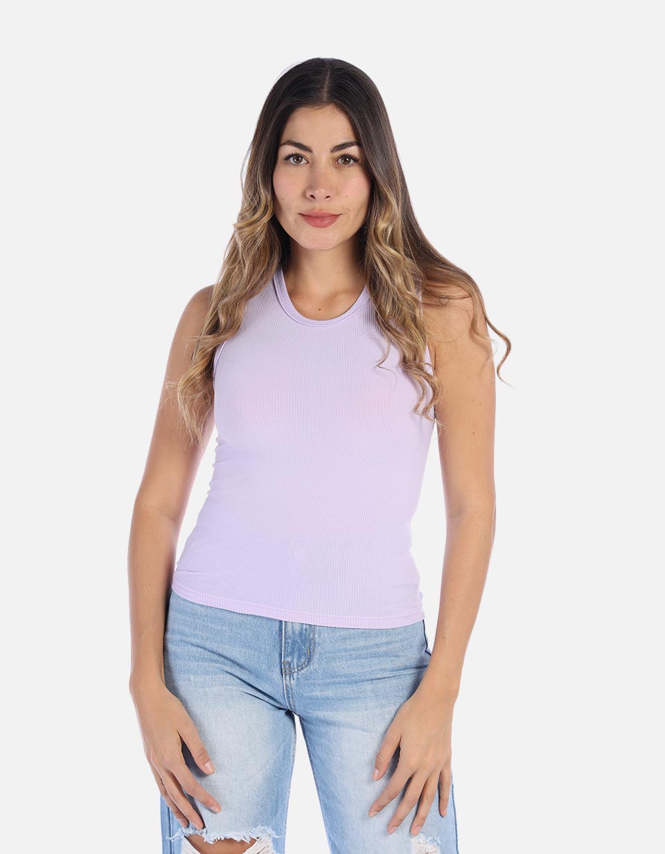 Blusa Manga sisa en rib para Mujer