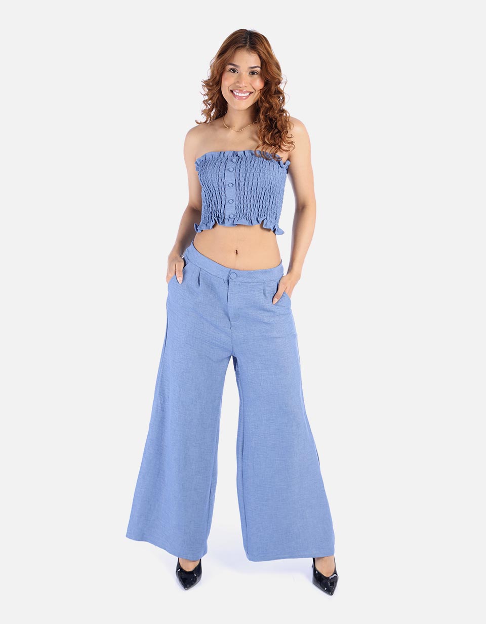 Conjunto para Mujer crop y pantalón palazo