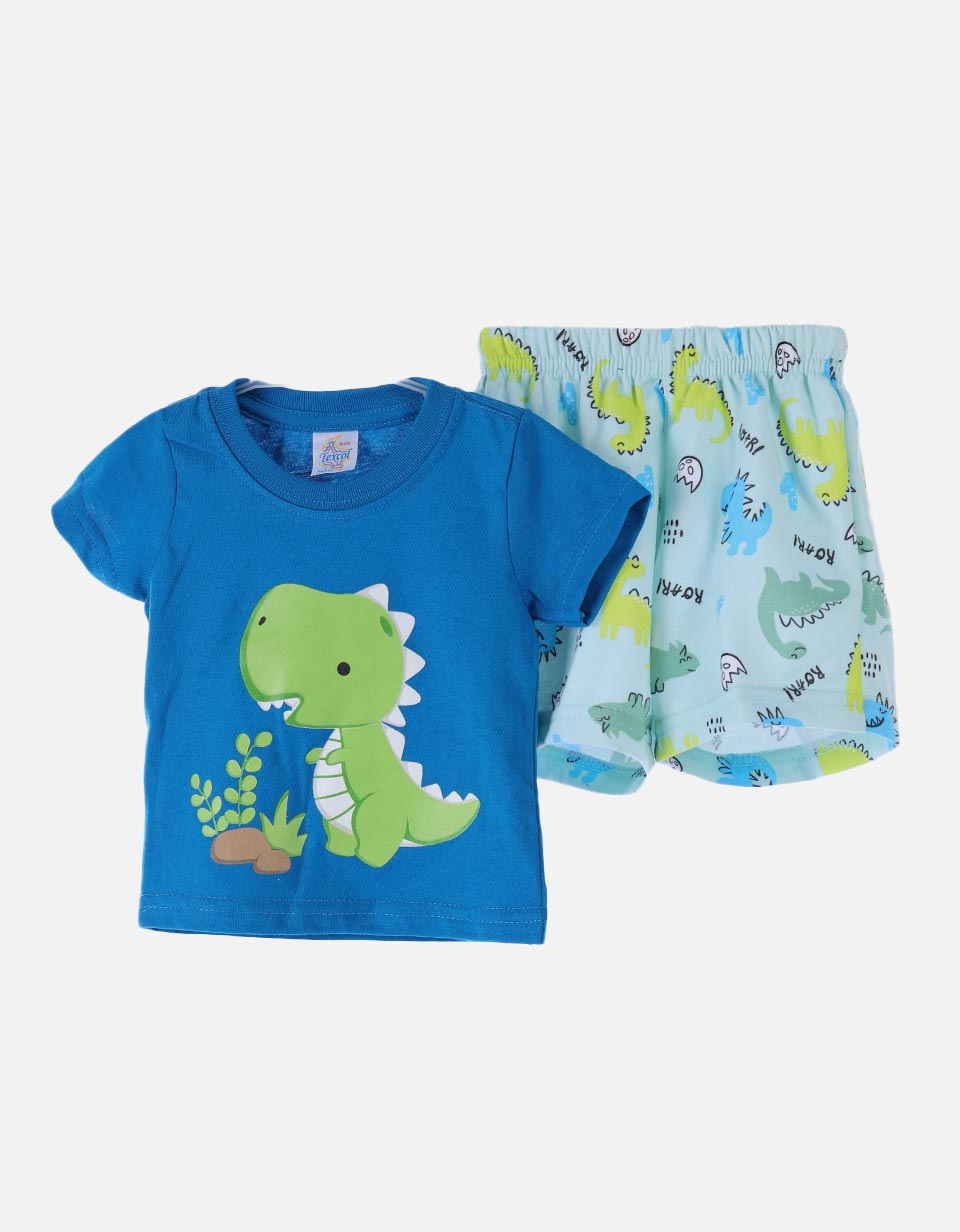 Conjunto bebé camiseta + bermuda dinosaurio