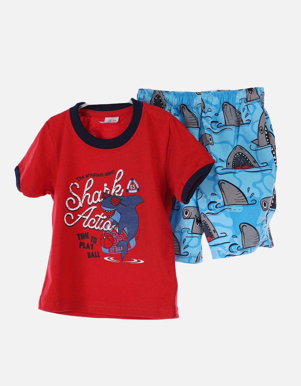 Conjunto bebé camiseta + bermuda shark