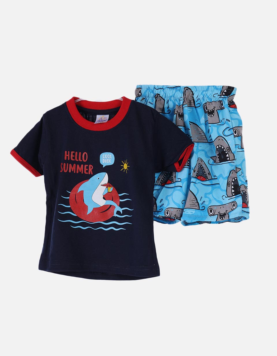 Conjunto bebé camiseta + bermuda shark