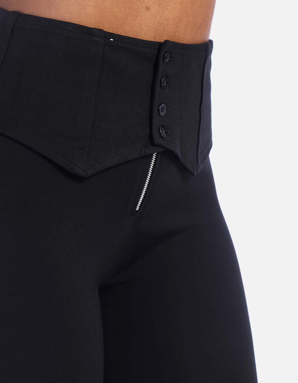 Pantalón negro tiro alto con cremallera